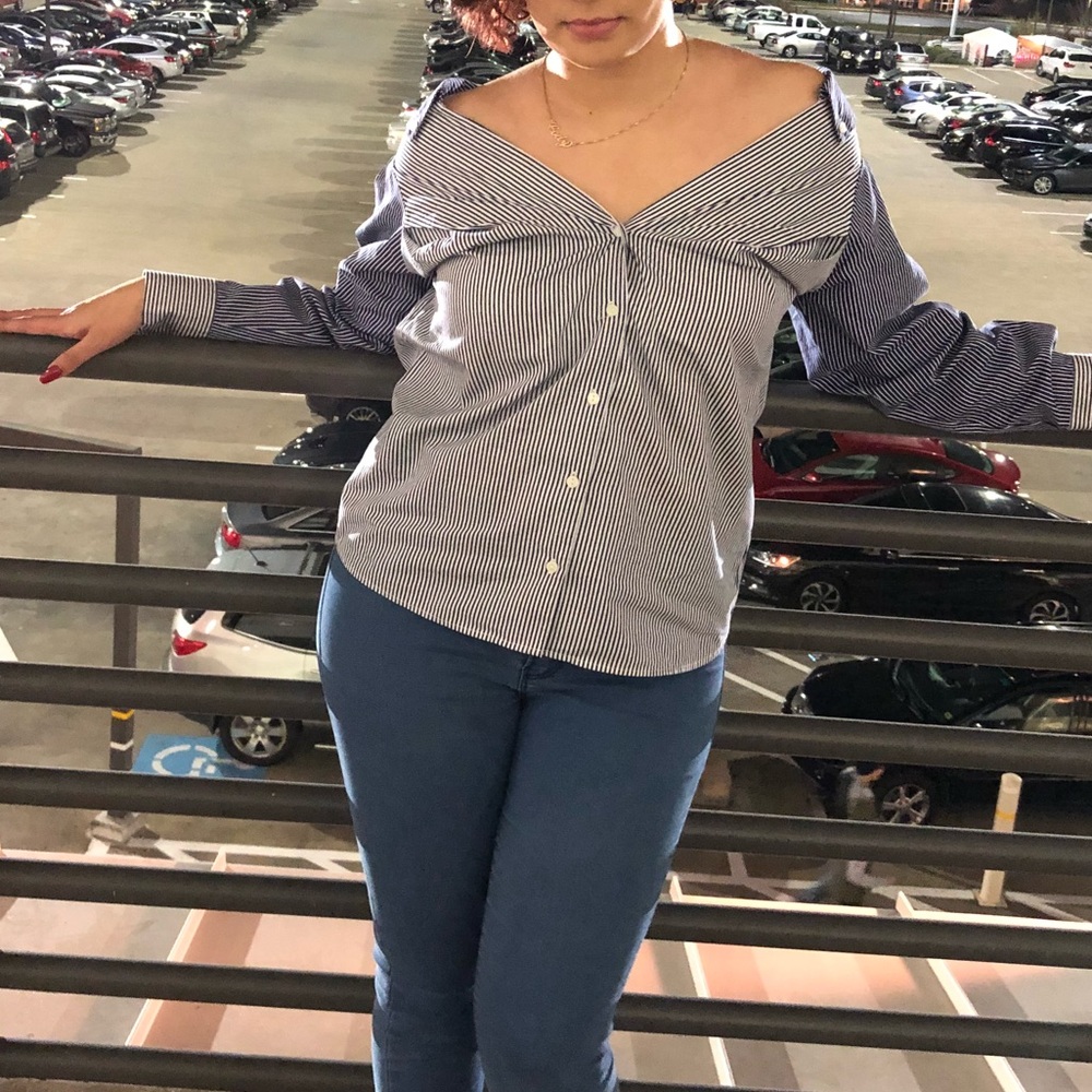 Off the shoulder button up
